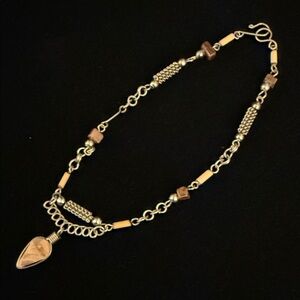 Elegant silver and Brown anklet